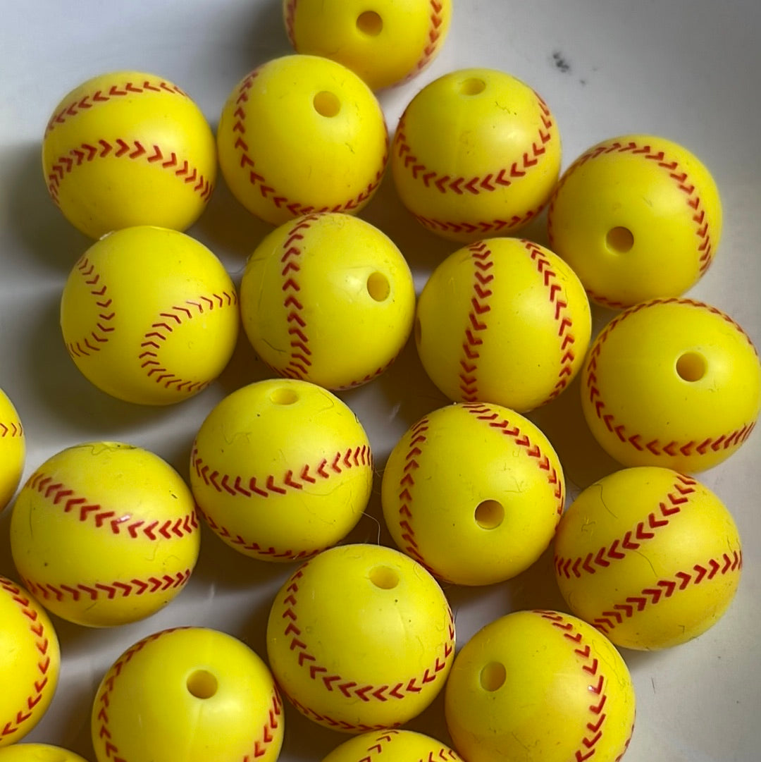 15mm 10 pk Softball Silicone Beads