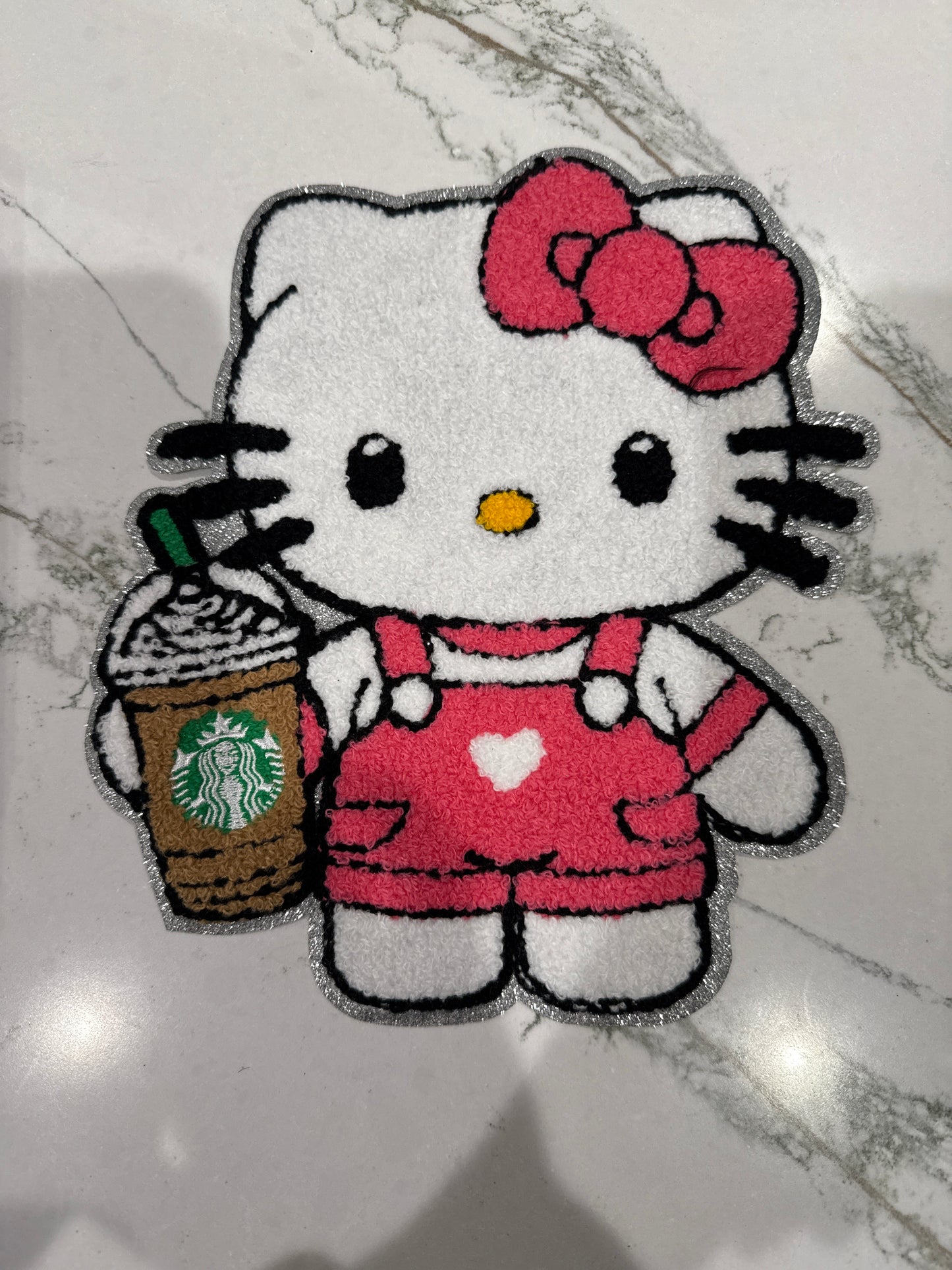 Hello Kitty w/Starbie Chenille Iron On Patch Large