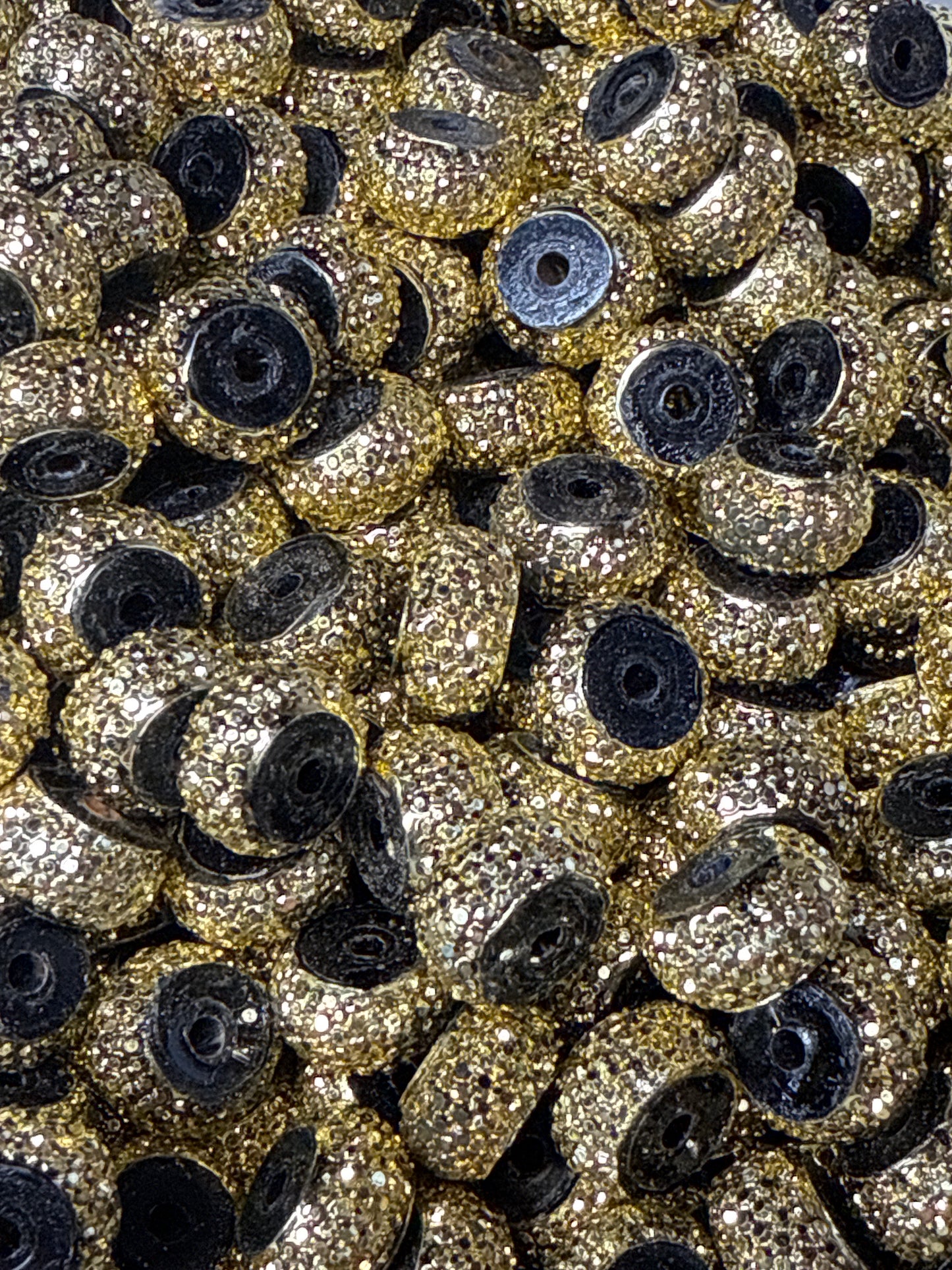 10pk Yellow Gold Bling Spacers Beads-12mm