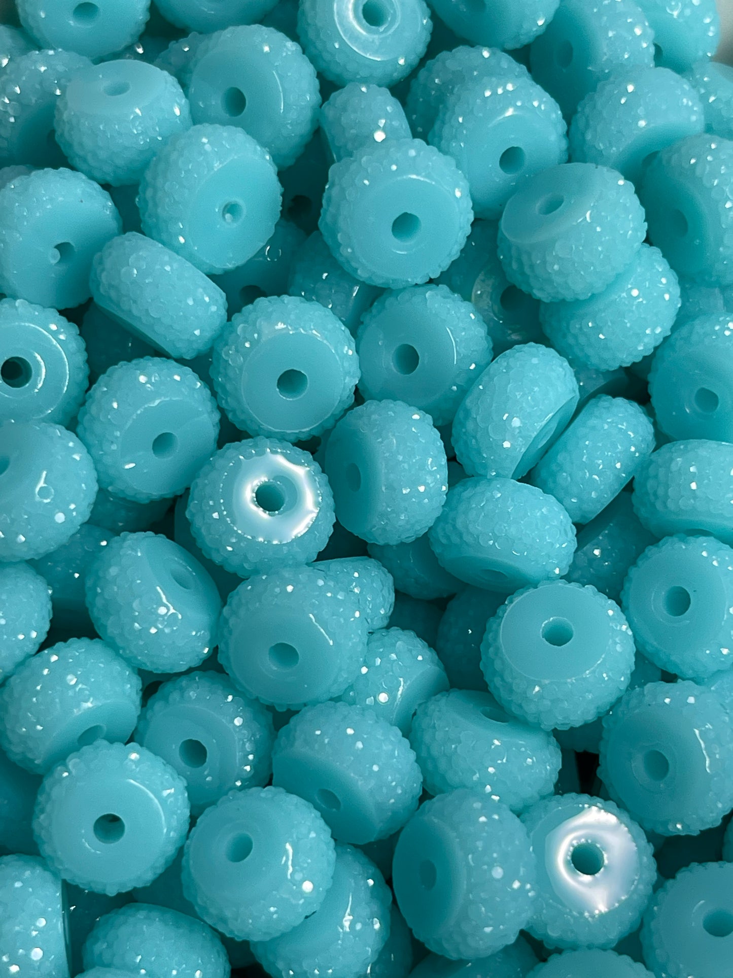 Paquete de 10 cuentas espaciadoras brillantes de color turquesa aguamarina de 12 mm