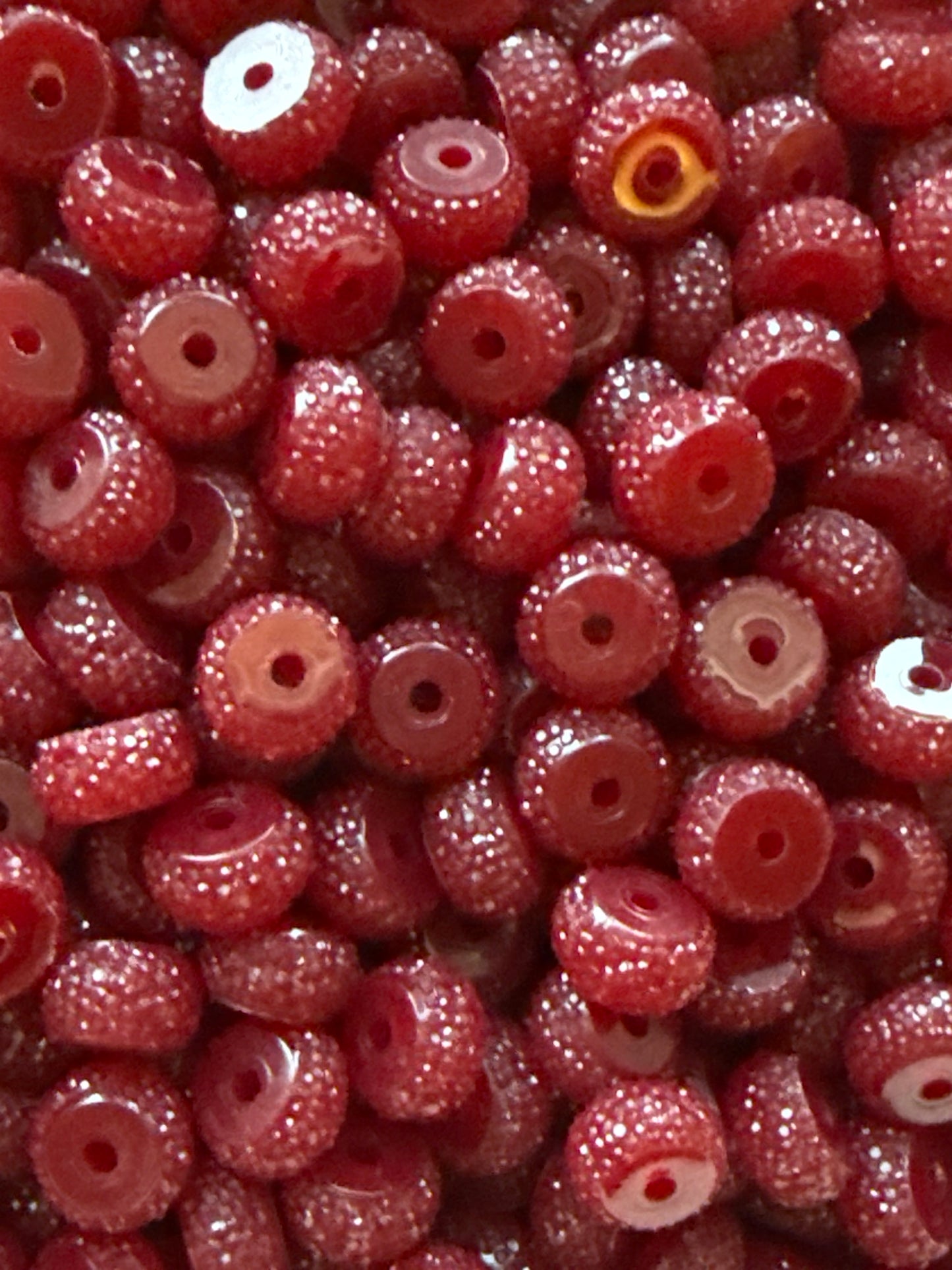 10 pk Mahogany Red Bling Spacers Beads-12mm