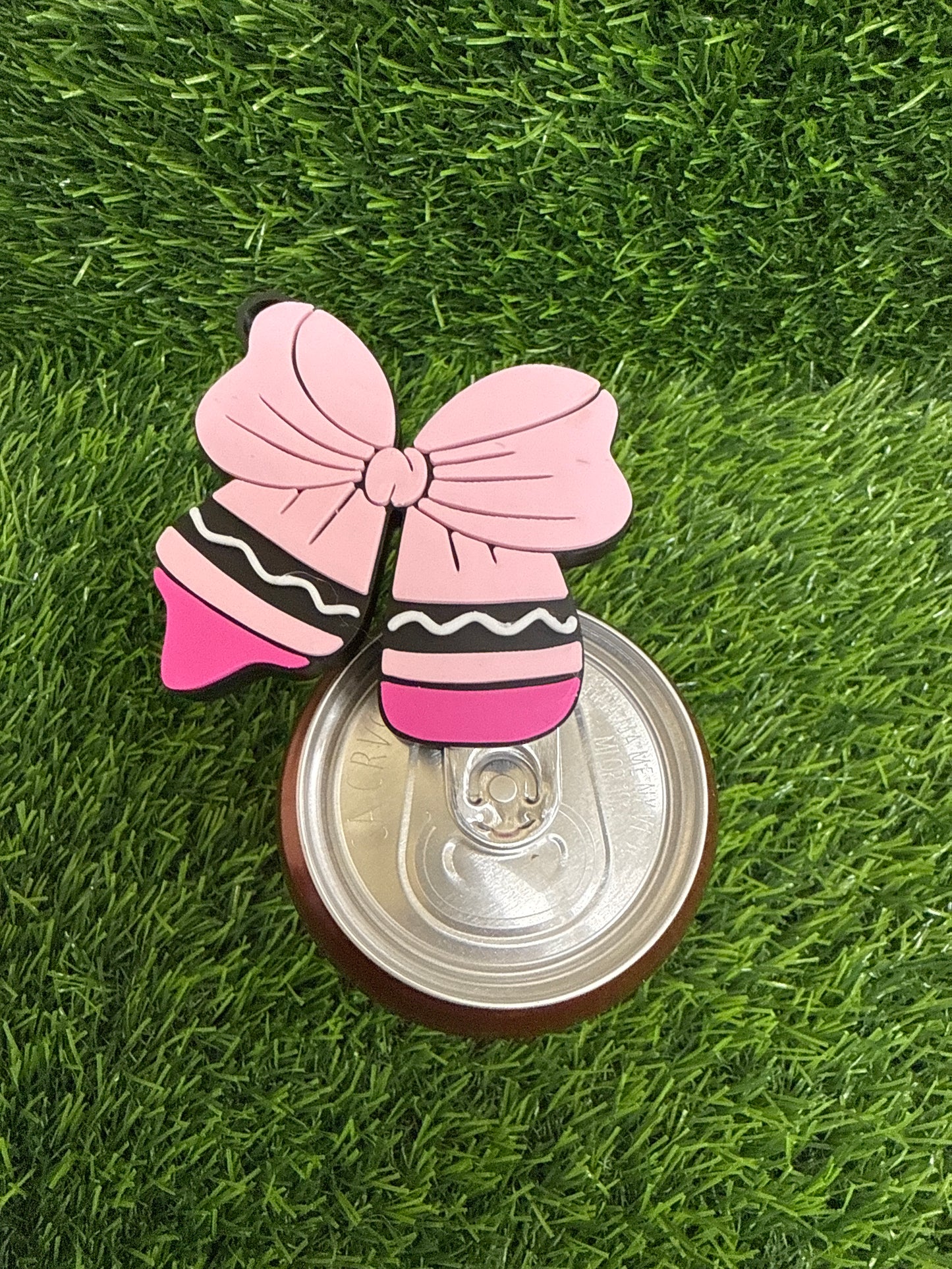 3d Printed Pink Crayon Bow Keychain- Can Tab Opener- Save your nails