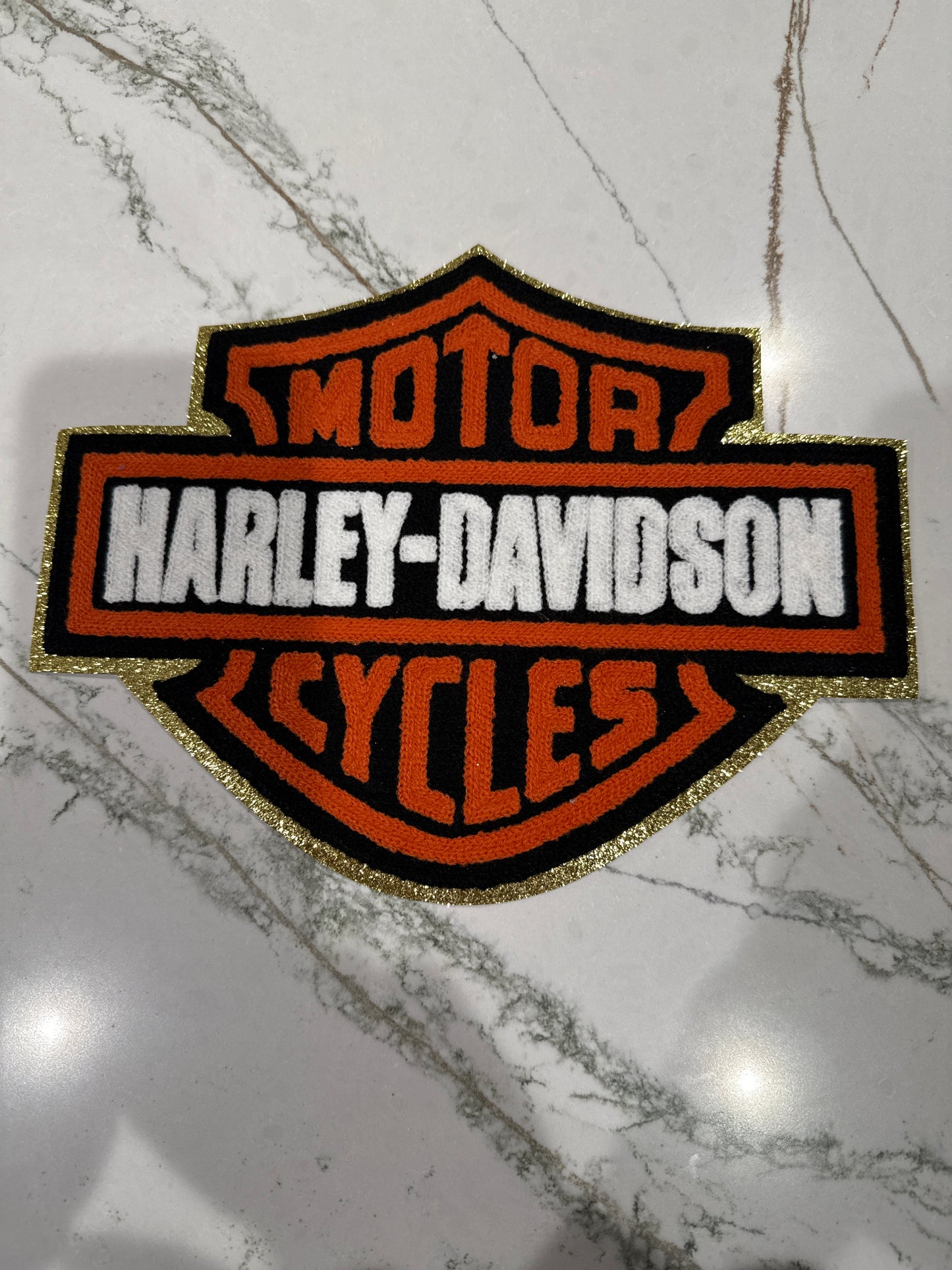 Harley Davidson Chenille Iron On Patch Large