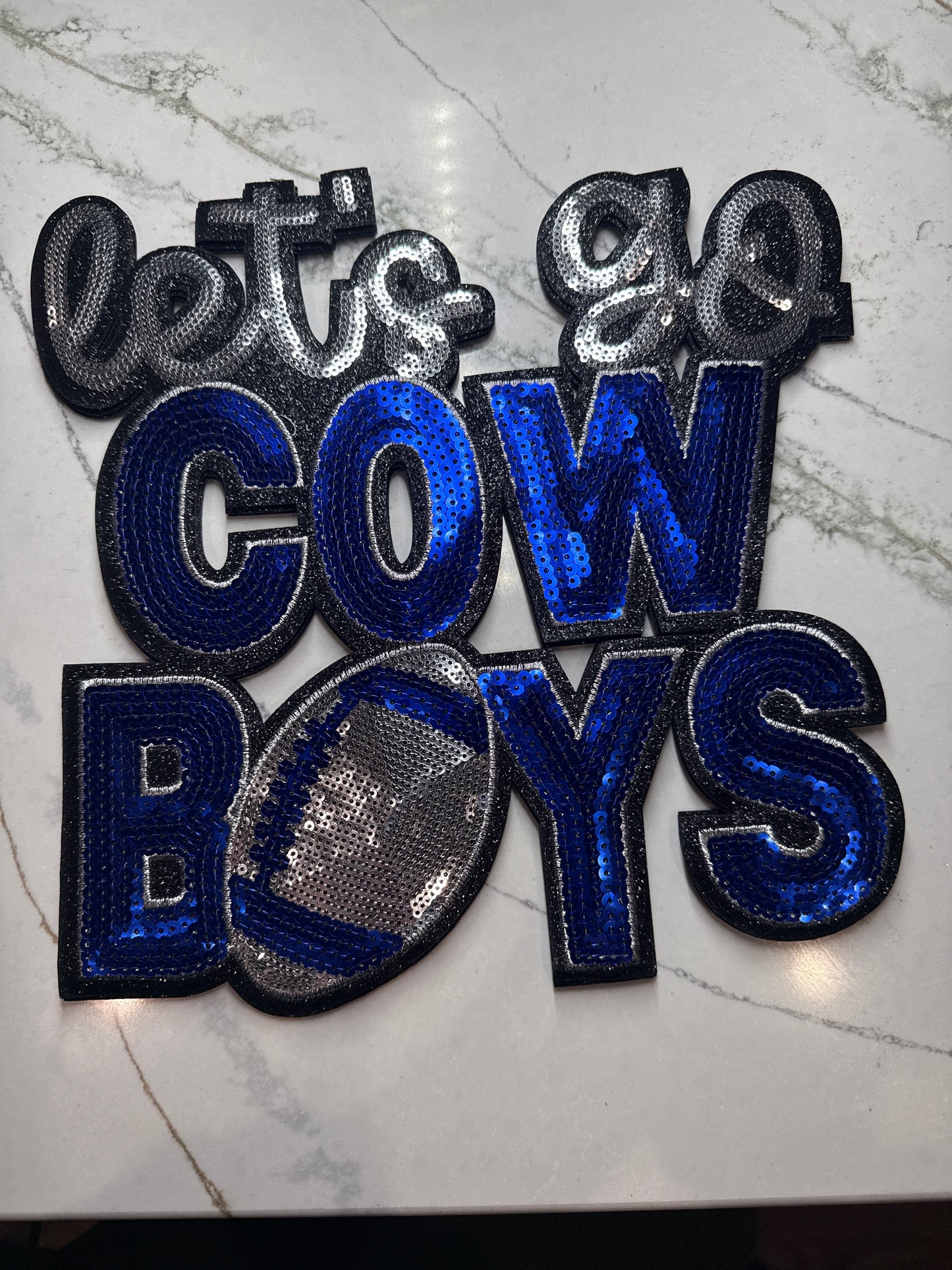 Let’s Go Cowboys Sequin Patch Large