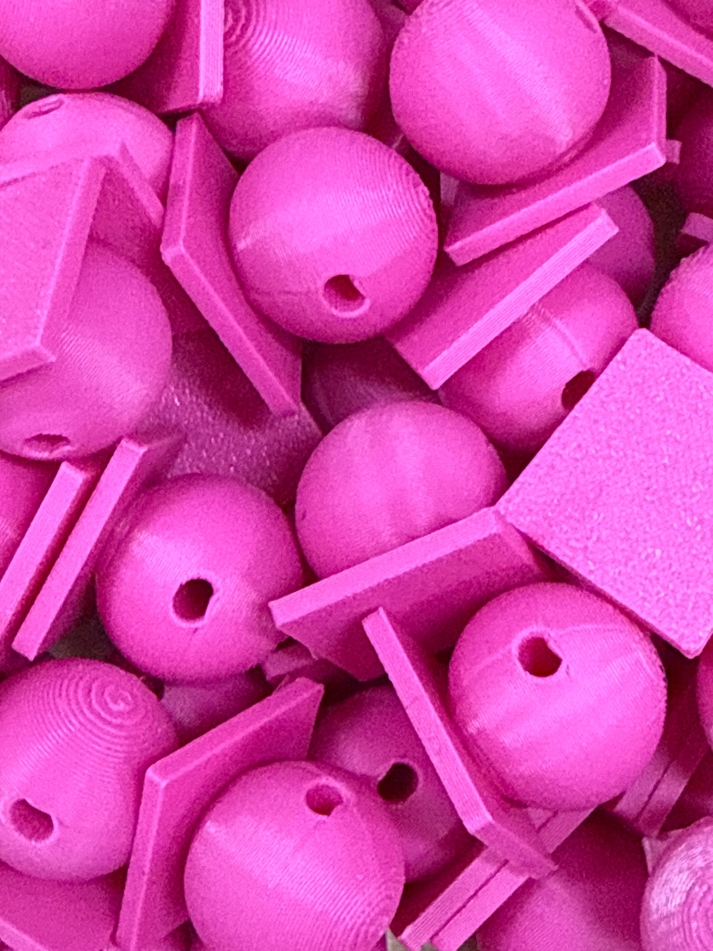 Bead with Flat-Back Attachment for Acrylic Flatbacks Hot Pink 3D Printed - 16mm - 10 pack