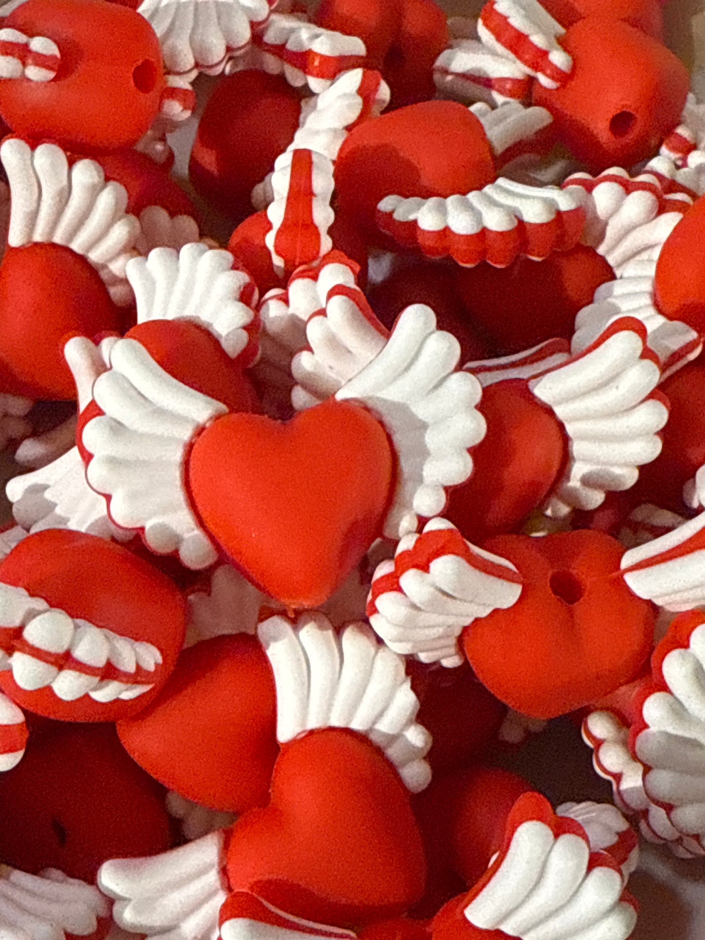 3d Red Wing Heart Silicone Focal