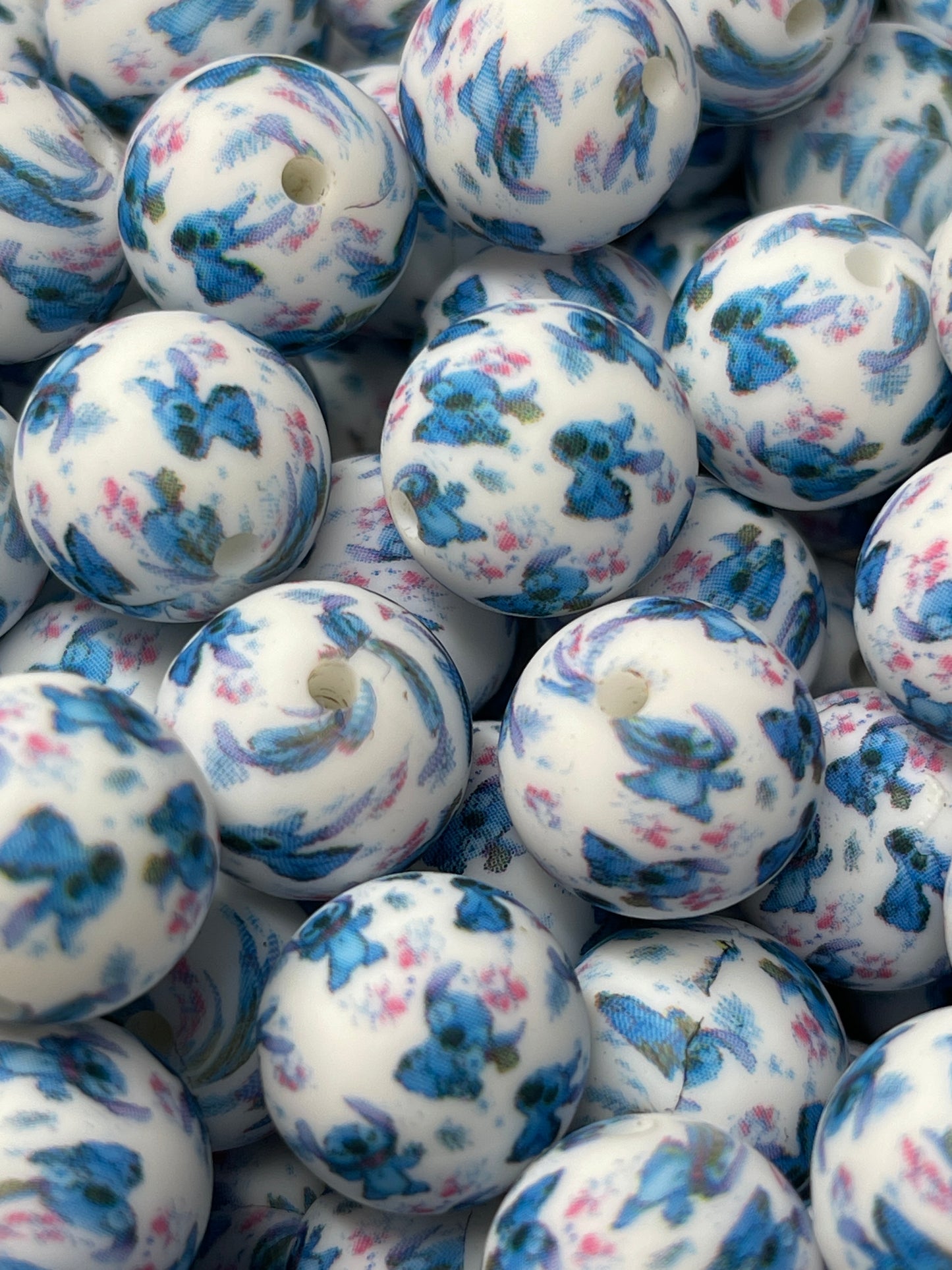 P25 15mm 10pk BlueStitch Print Silicone Beads-Catalog Qp01-16