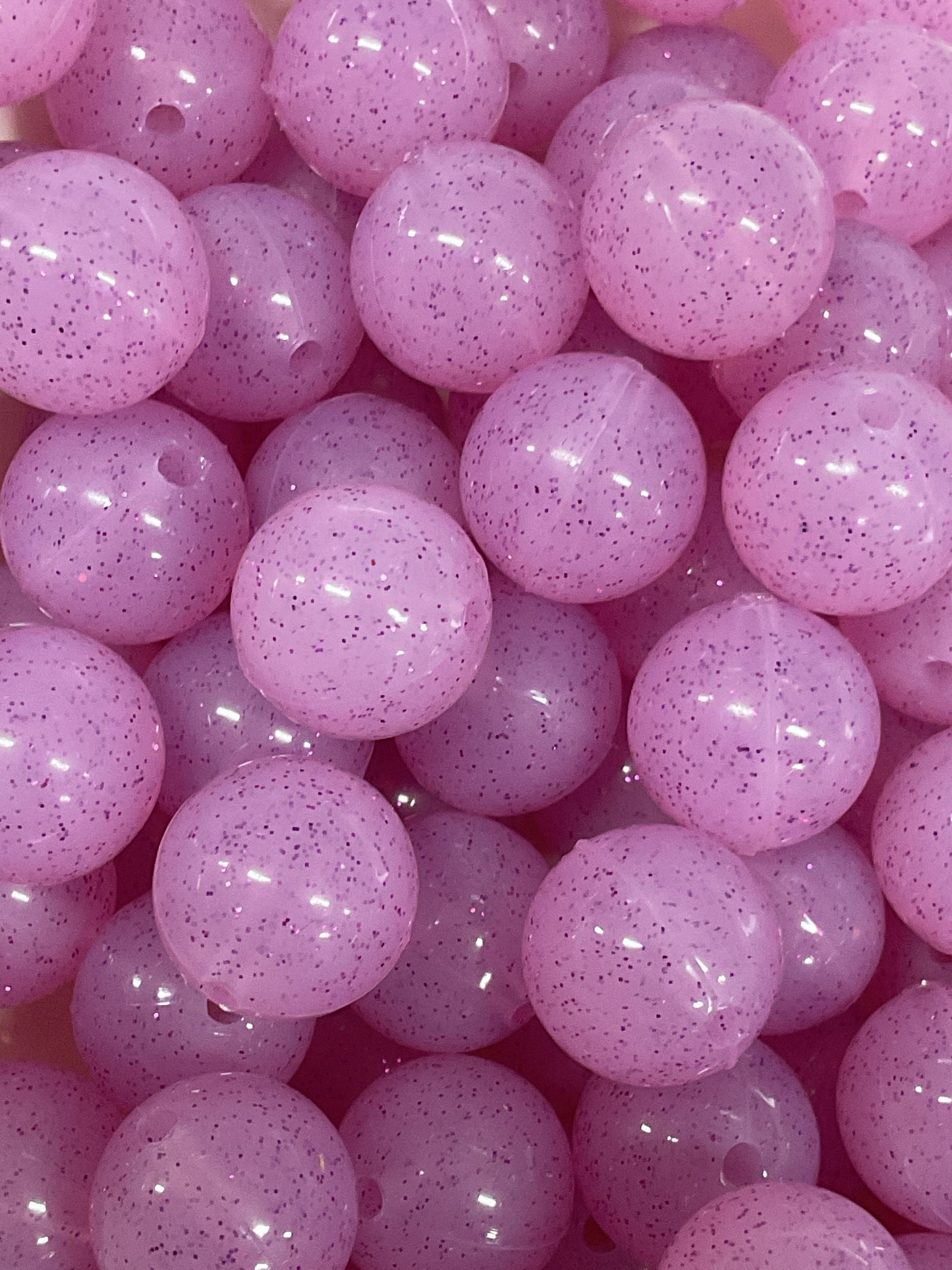 P61 Glitter Lilac 15mm 10 pk Silicone Beads