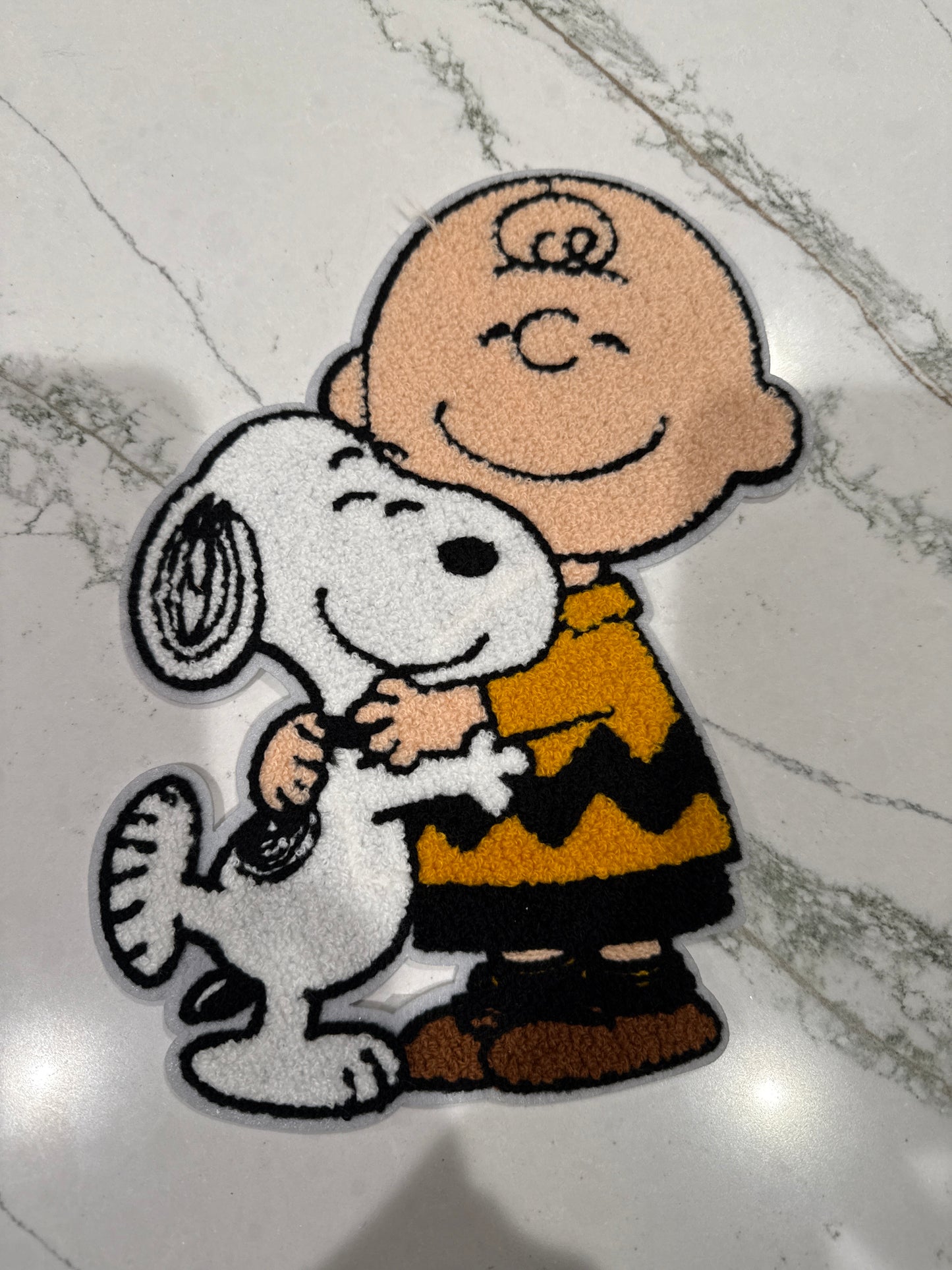 Parche termoadhesivo de chenilla de Charlie Brown y Snoopy, tamaño grande