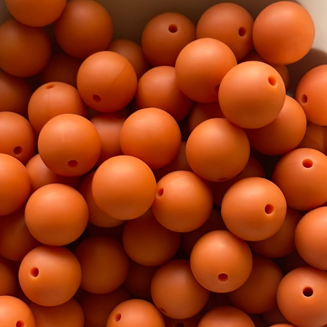 s19 Solid 15mm 10 pk Burnt Orange Silicone Beads-catalog A05-56