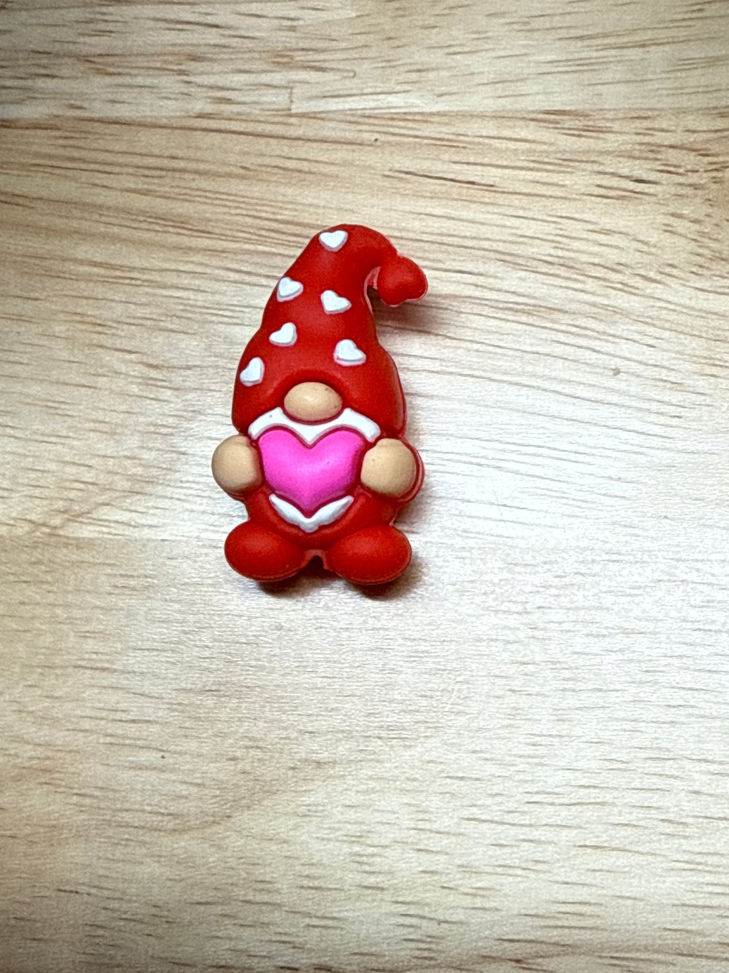 3d Red Gnome w/Pink Heart Silicone Focal