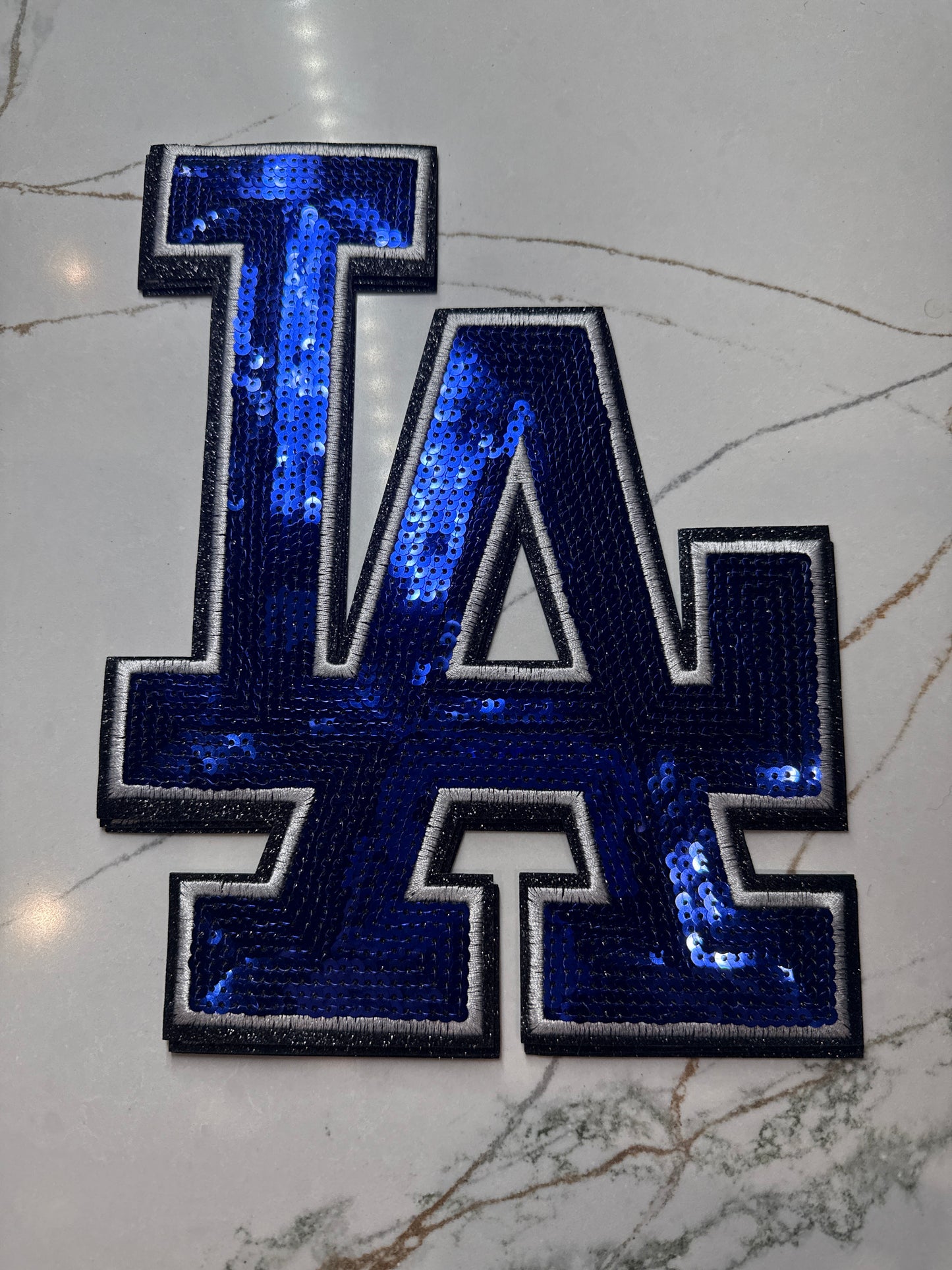 LA Dodgers Sequin Iron On Patch Large