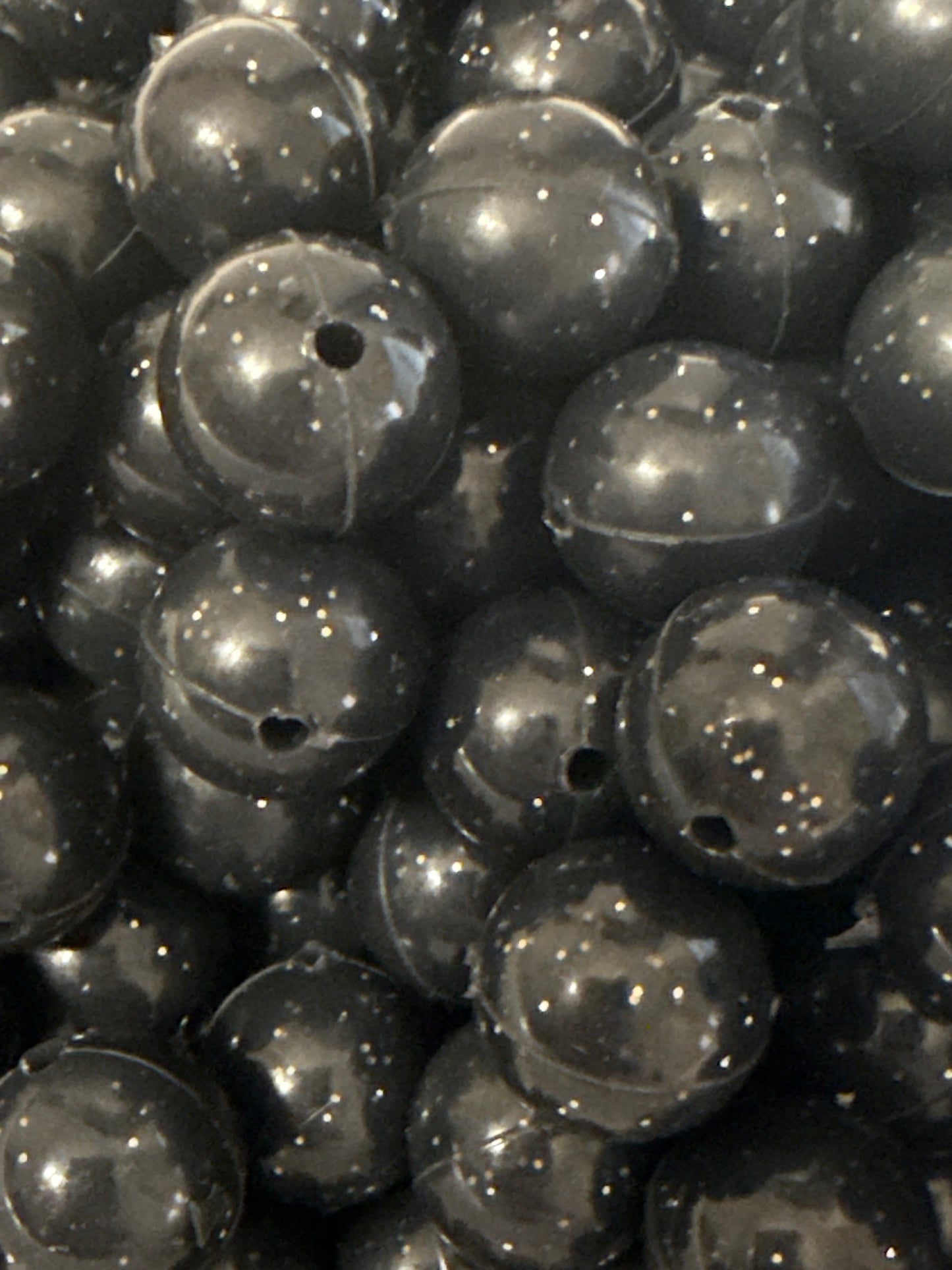 P73 Cuentas de silicona negras brillantes de 15 mm, paquete de 10