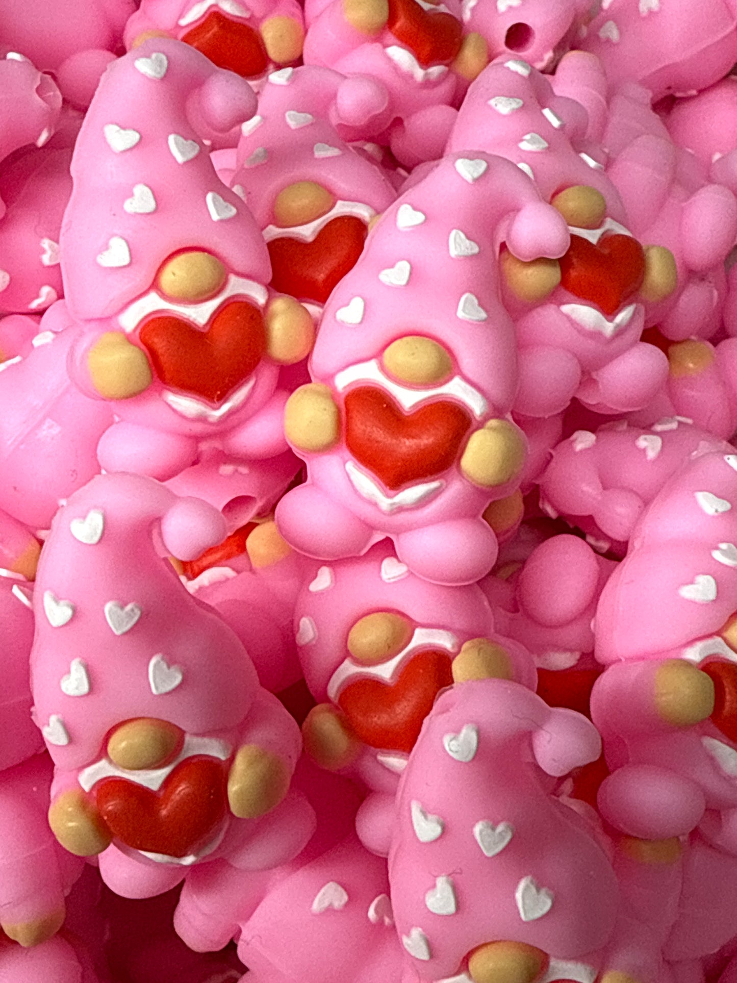 3d Pink Gnome w/Red Heart Silicone Focal