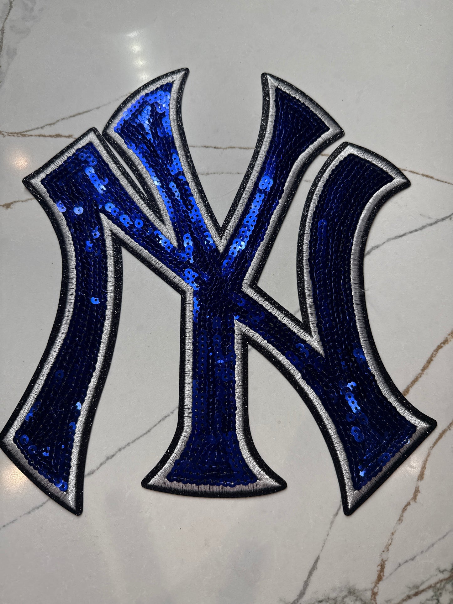 NY Yankees Sequin Iron On Patch Large