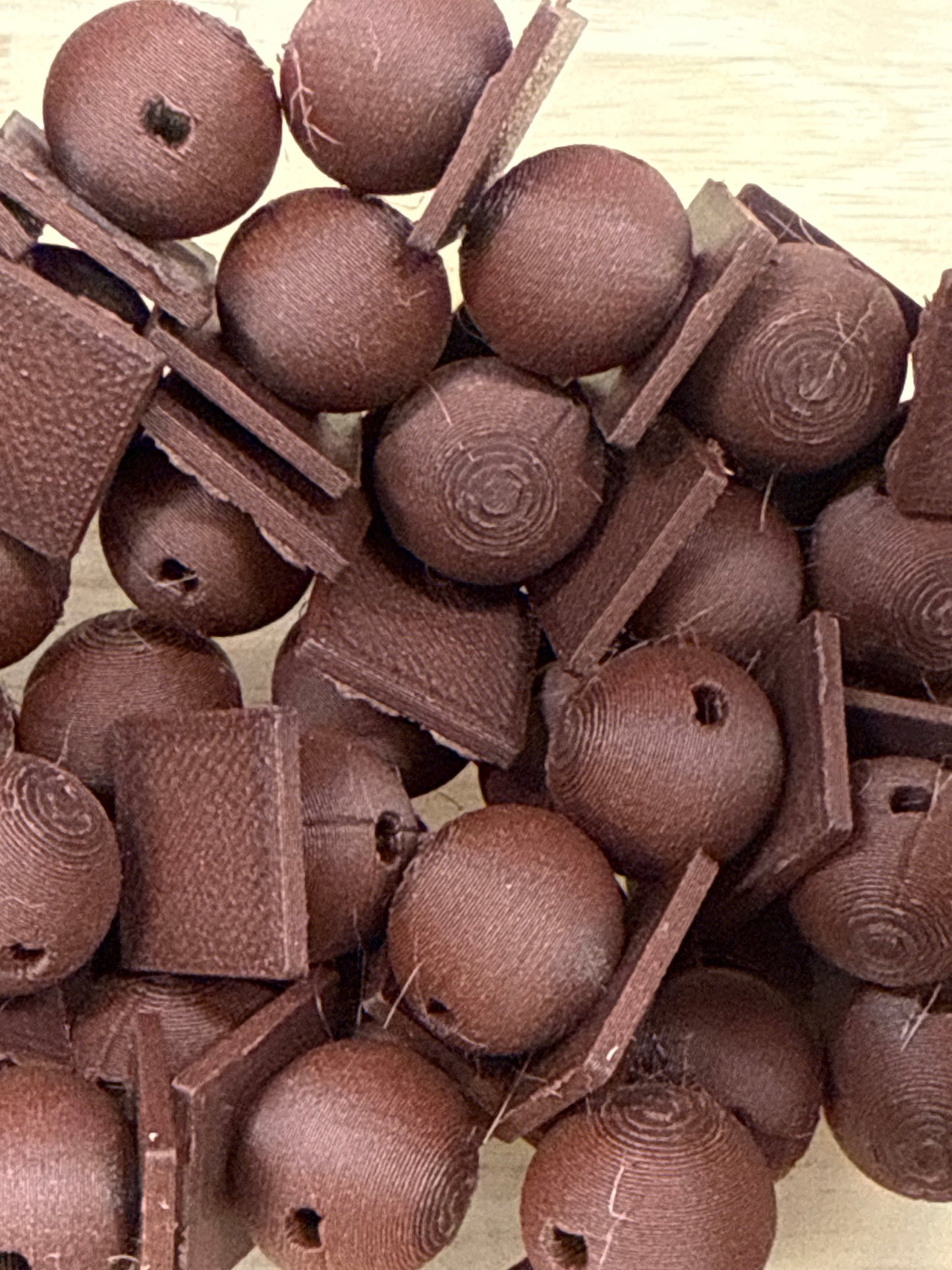 Bead with Flat-Back Attachment for Acrylic Flatbacks Brown 3D Printed - 16mm - 10 pack