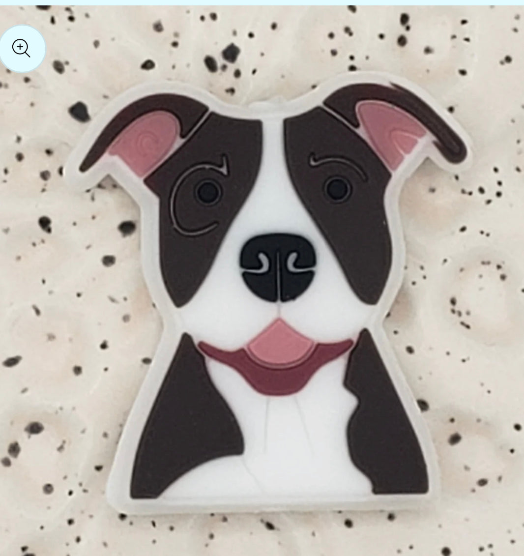 Collar de silicona con forma de corazón de Pitbull - Colaboración entre hermanas y cuentas
