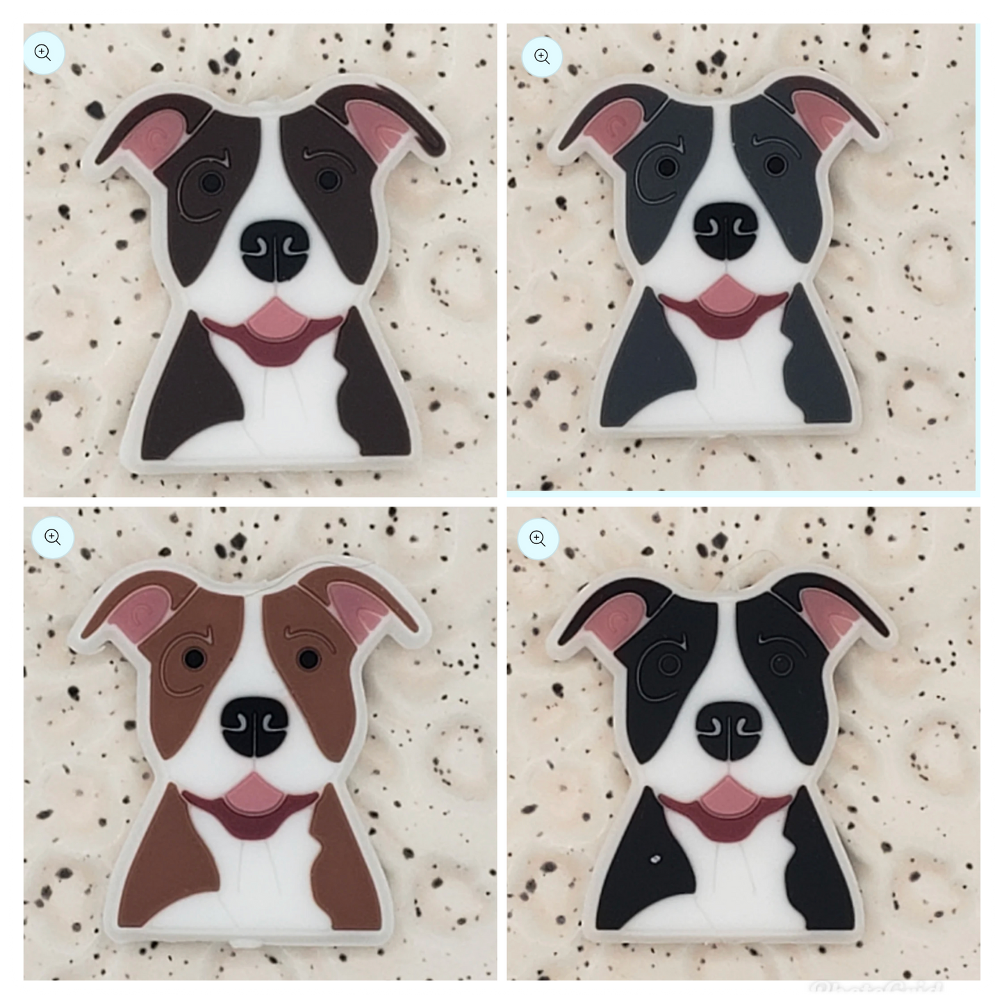 Collar de silicona con forma de corazón de Pitbull - Colaboración entre hermanas y cuentas