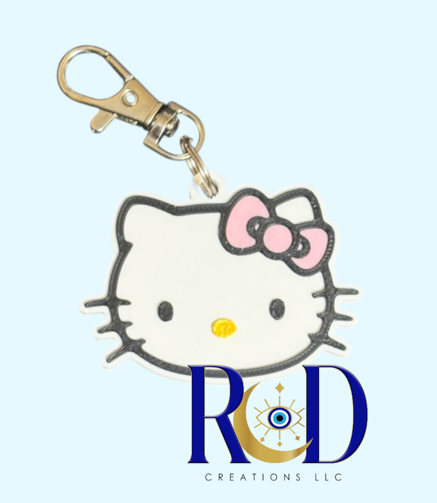 Pink Hello Kitty Ready to Ship NFC Weblink Keychain -3D Printed Social Media Scan Tag for Content Creators and Businesses