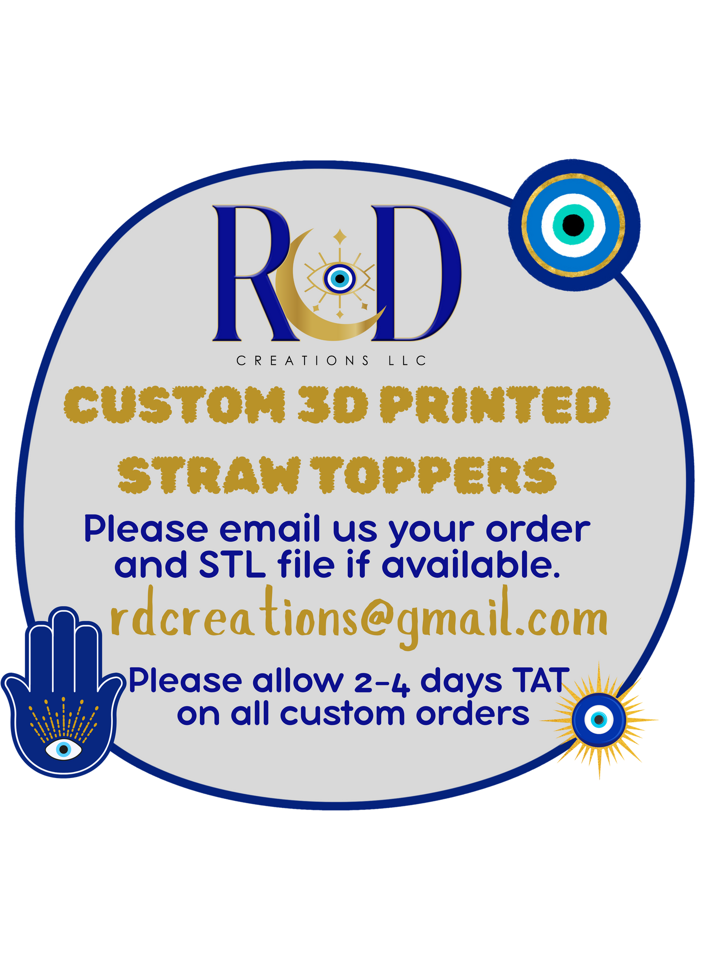 Straw Topper Custom 3D Printed - Email us your order rdcreations4you@gmail.com
