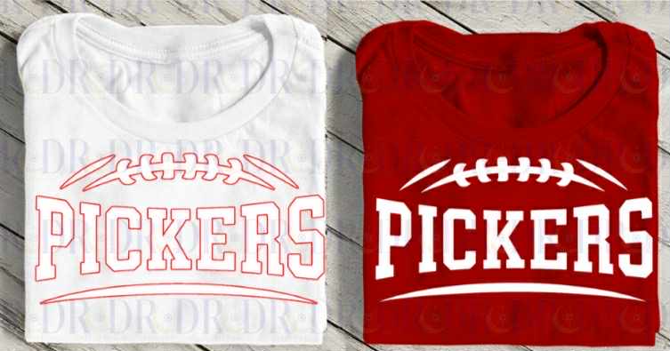 Robstown Pickers Half Football Red Outline PNG