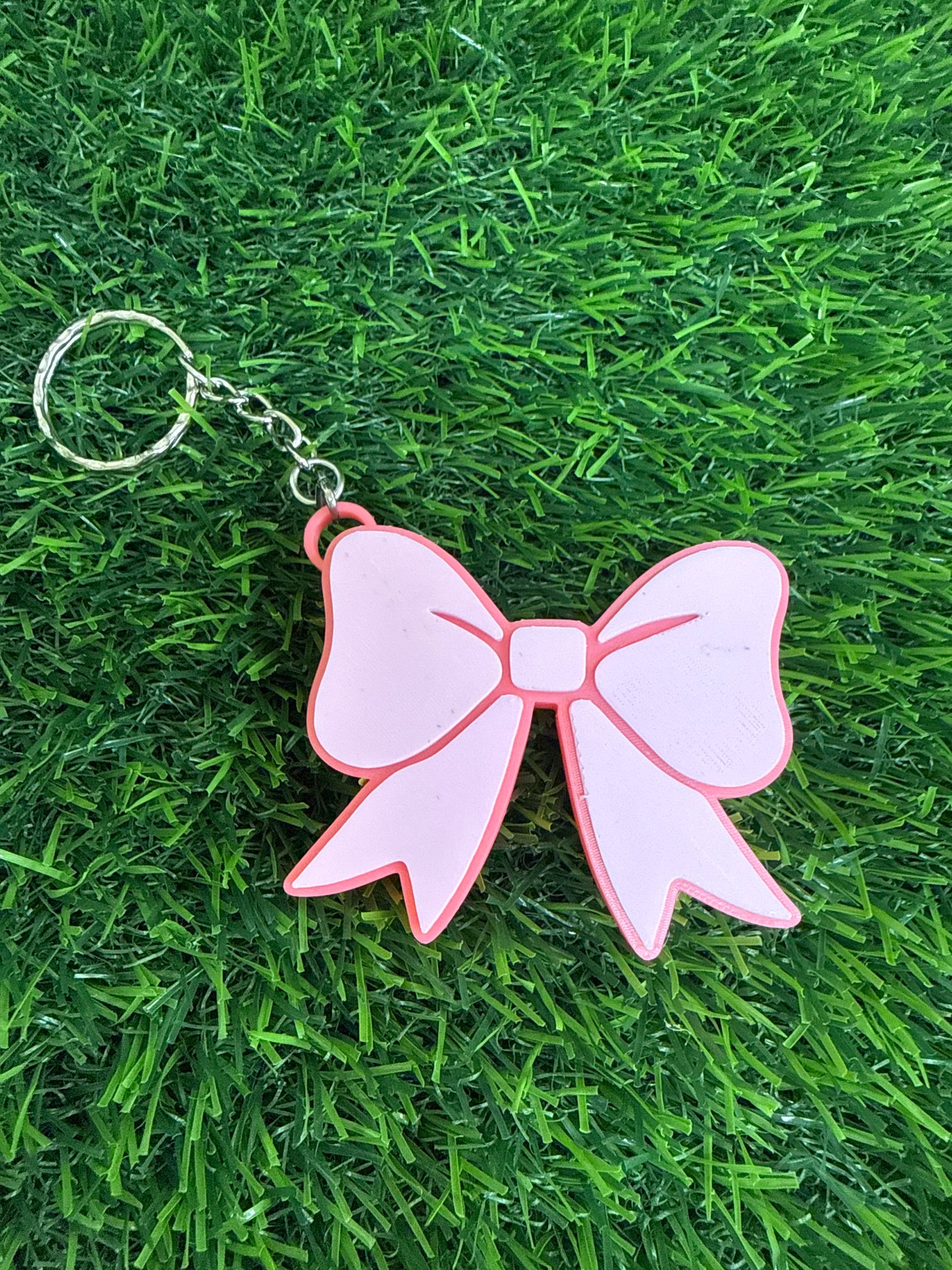 3d Printed Light Pink & Pink Bow  Keychain- Can Tab Opener- Save your nails