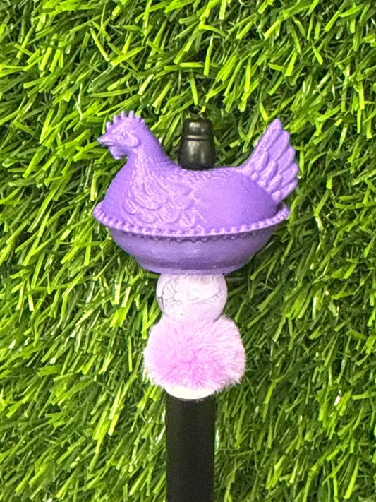 Purple 3d PLA Printed Hen Focal
