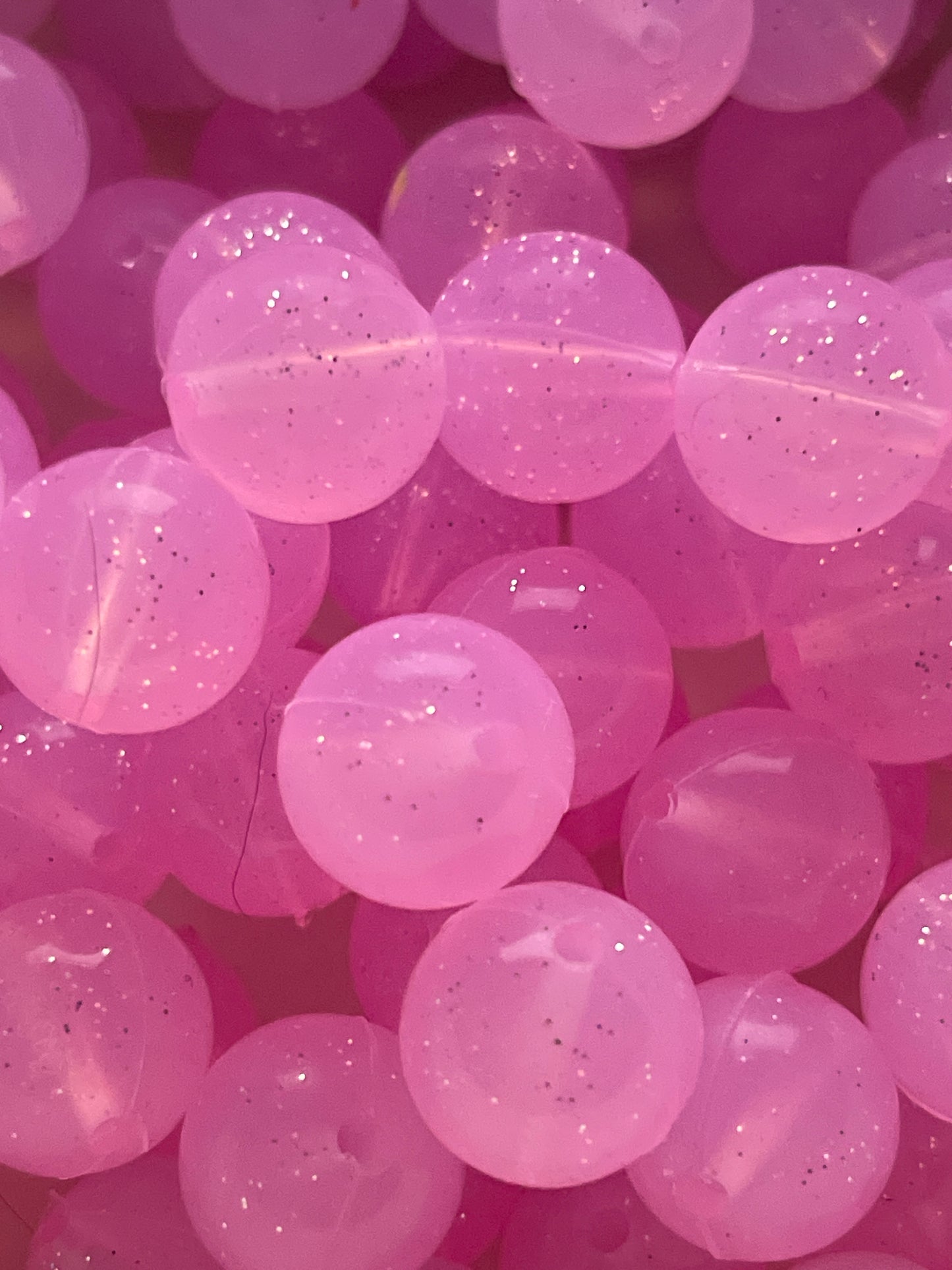 P56 Glitter Pink 15mm 10 pk Silicone Beads