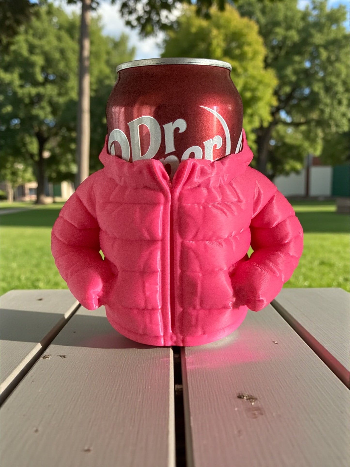 3D Printed Puffer Jacket Can/Water/Pens Holder-Can/Bottles not included