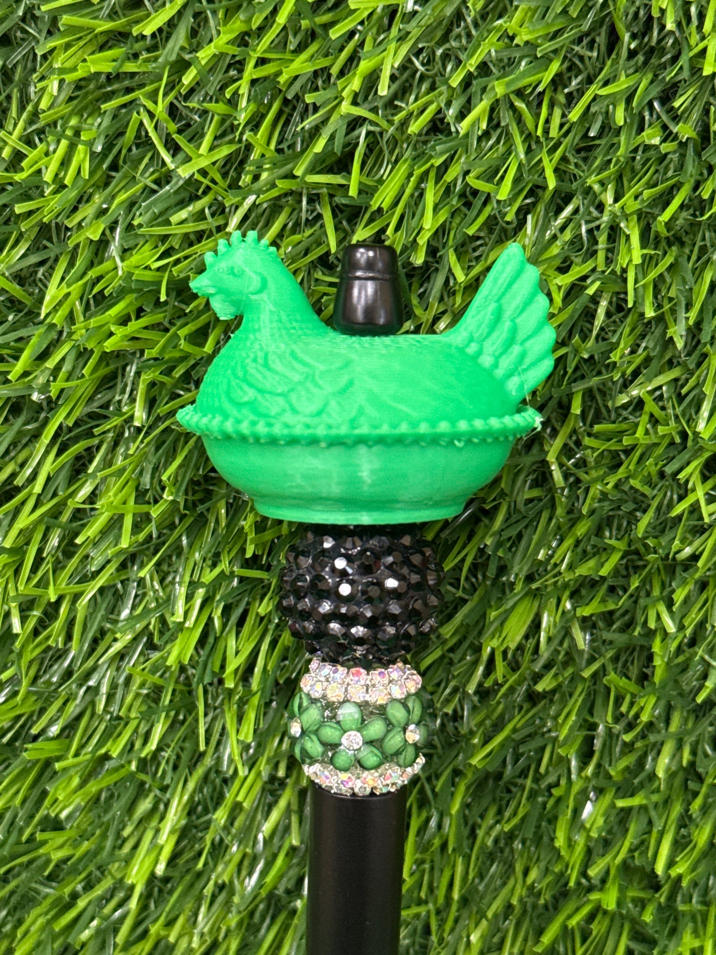 Green 3d PLA Printed Hen Focal