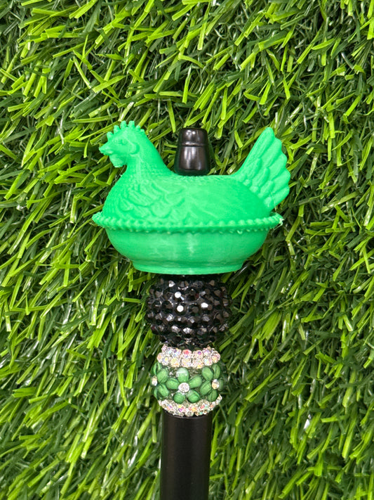 Green 3d PLA Printed Hen Focal