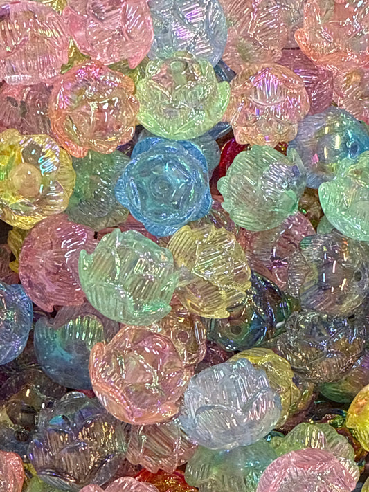 Rose Acrylic 10pk Bead Random Color Mix - 20mm (duplicates possible)