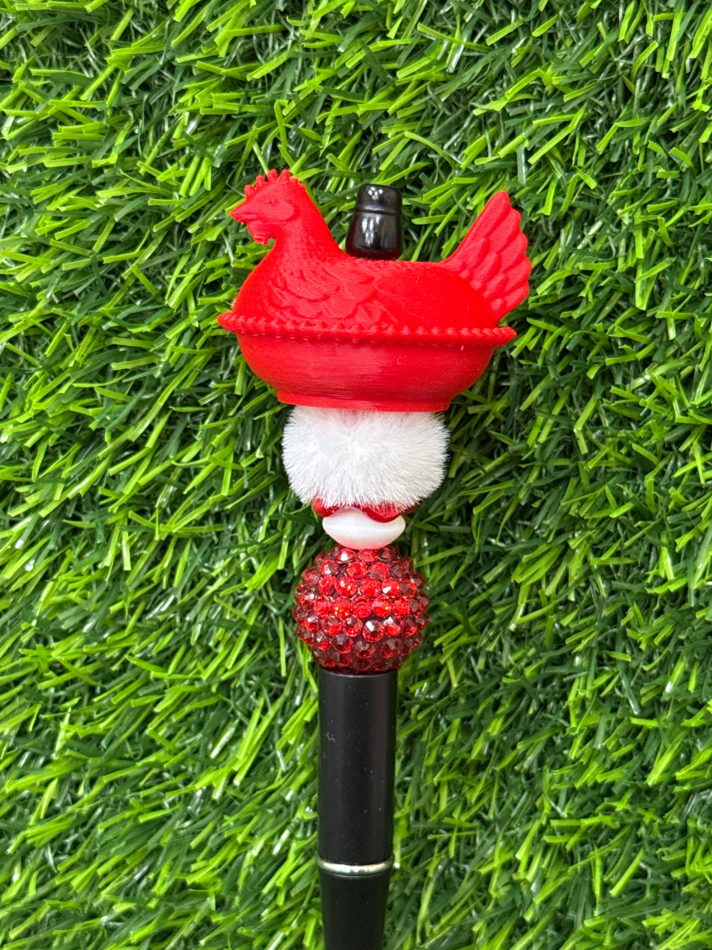 Red 3d PLA Printed Hen Focal