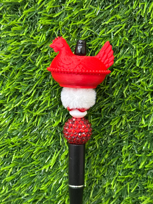 Red 3d PLA Printed Hen Focal