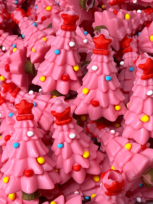 3d Pink Christmas Tree Silicone Focal