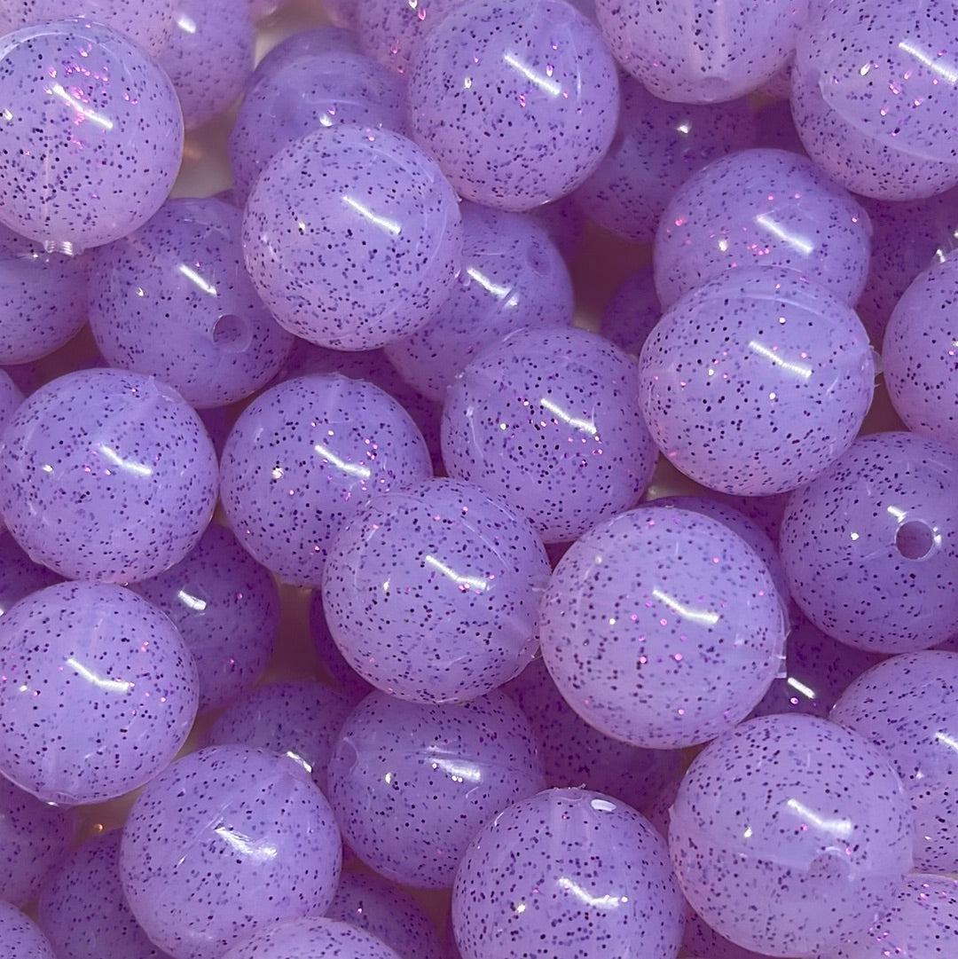 P61 Glitter Lilac 15mm 10 pk Silicone Beads