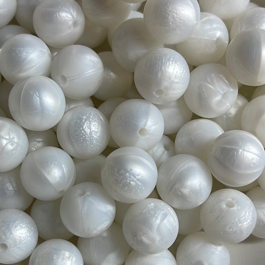 s13 Solid 15mm 10 pk Pearl White Silicone Beads-catalog a05-11