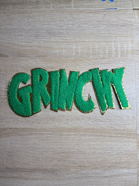 Green Grinchy Chenille Christmas Embroidery Iron On Patch For Clothes Applique DIY Iron On  Clothes Sticker