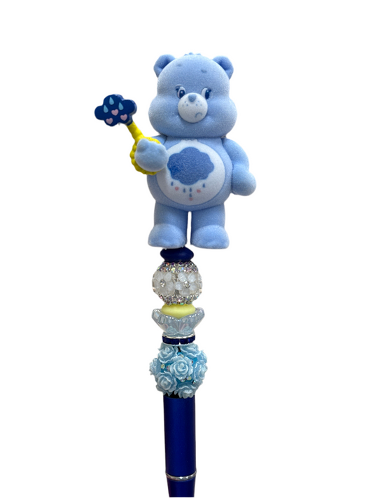 Blue Care Bear Blinged out Beaded Pen