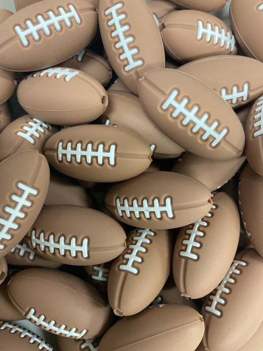Silicone Round Bead Football - 15mm - 10 pack