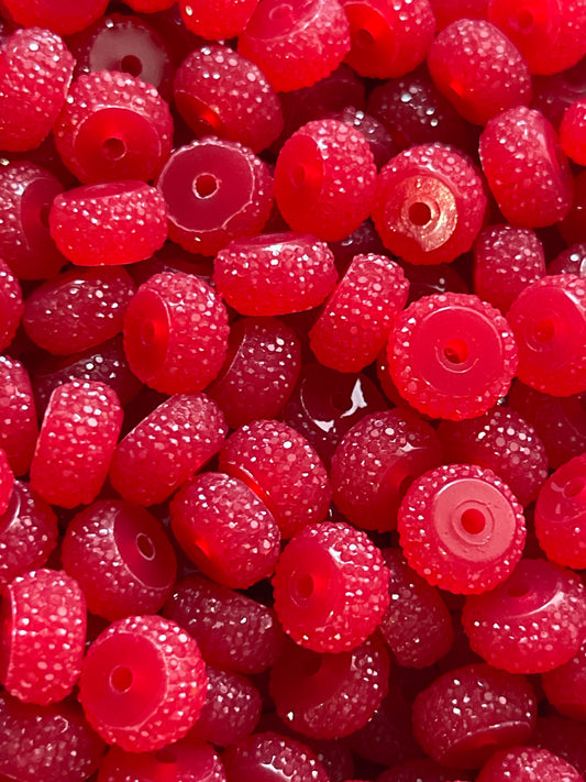 10pk Scarlet Red Bling Spacers Beads-12mm