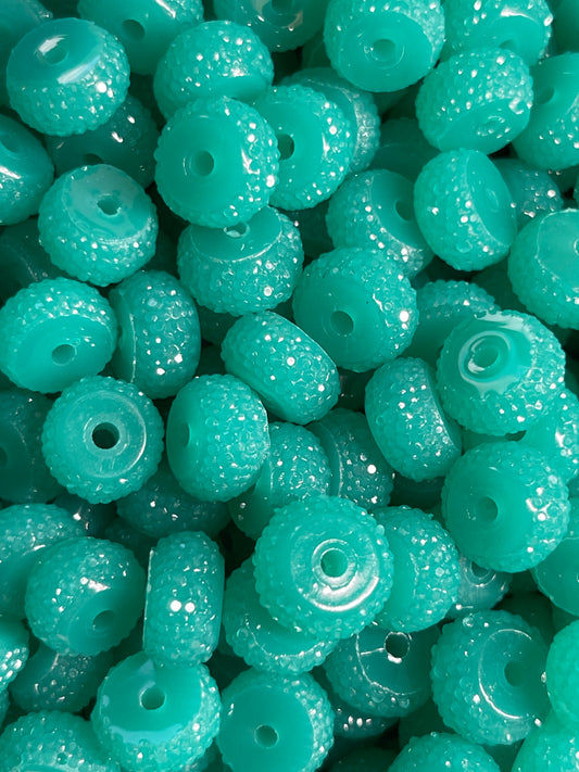 10pk Caribbean Turquoise Bling Spacers Beads-12mm