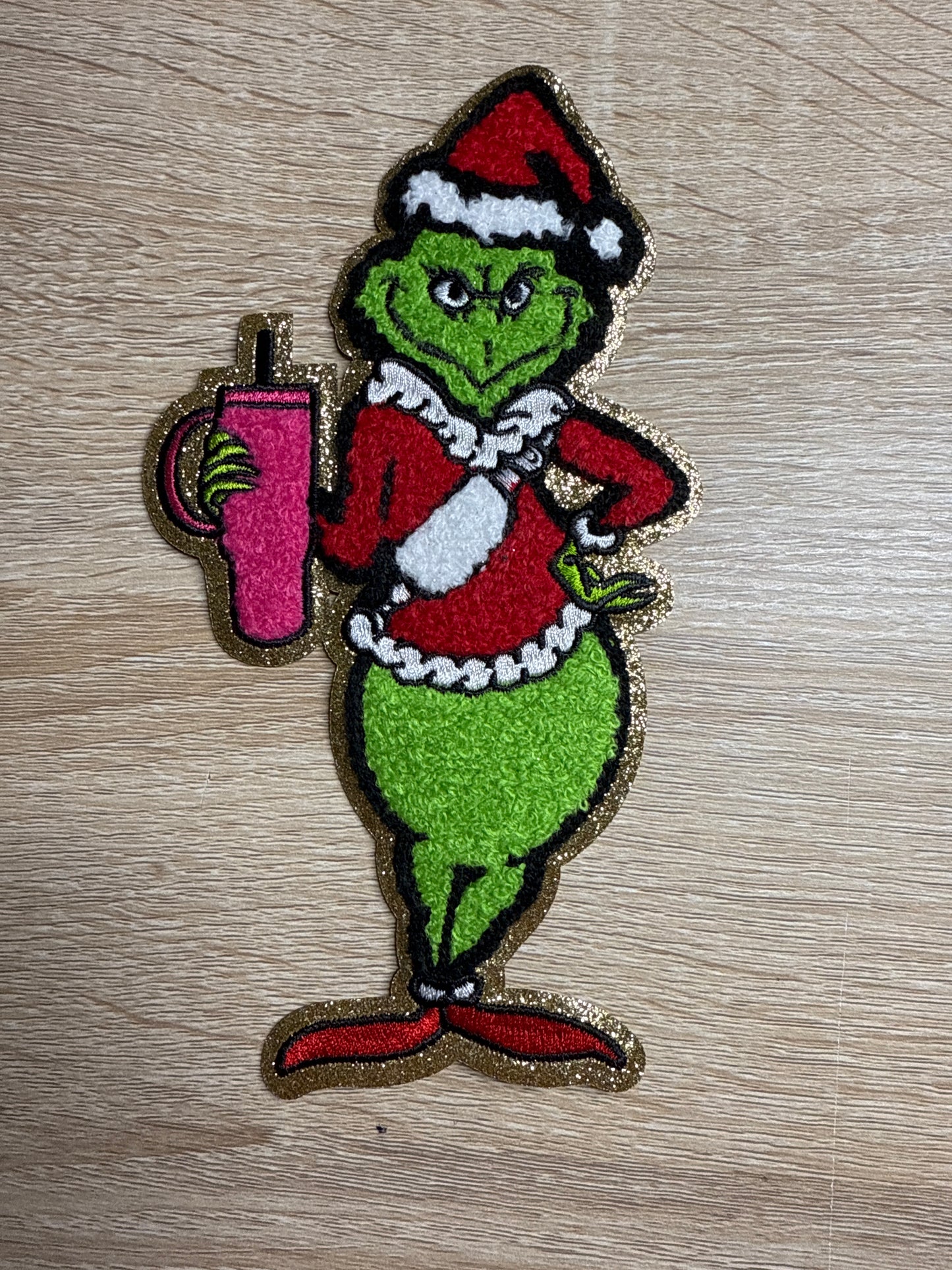 Bougie Grinch Christmas Embroidery Iron On Patch For Clothes Applique DIY Iron On  Clothes Sticker