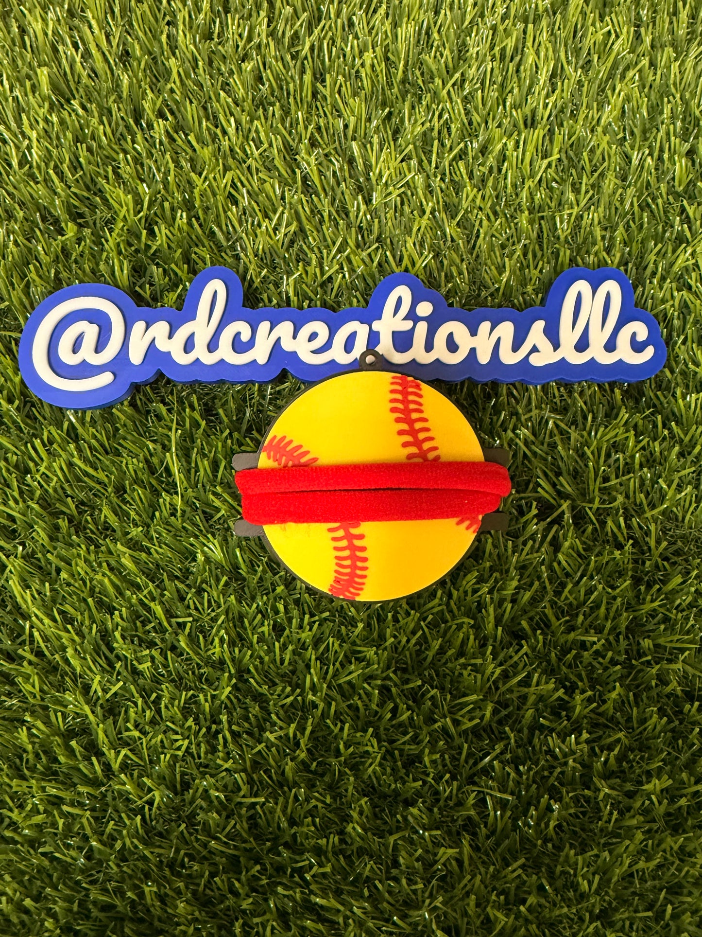 Softball 3d printed Hair Tie Keychain/Bag Charm