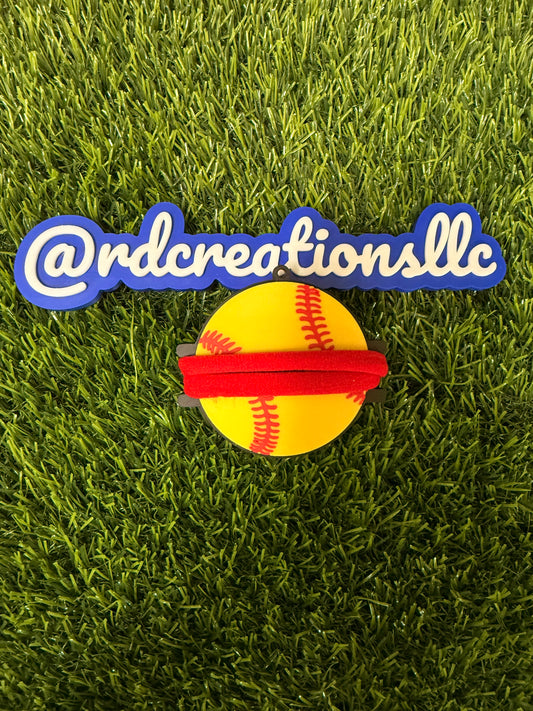 Softball 3d printed Hair Tie Keychain/Bag Charm