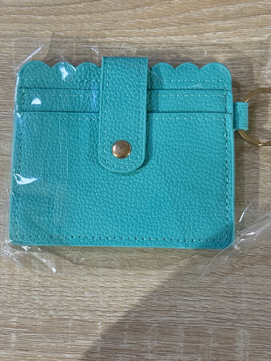 Turquoise Card Wallet w/Gold Hardware