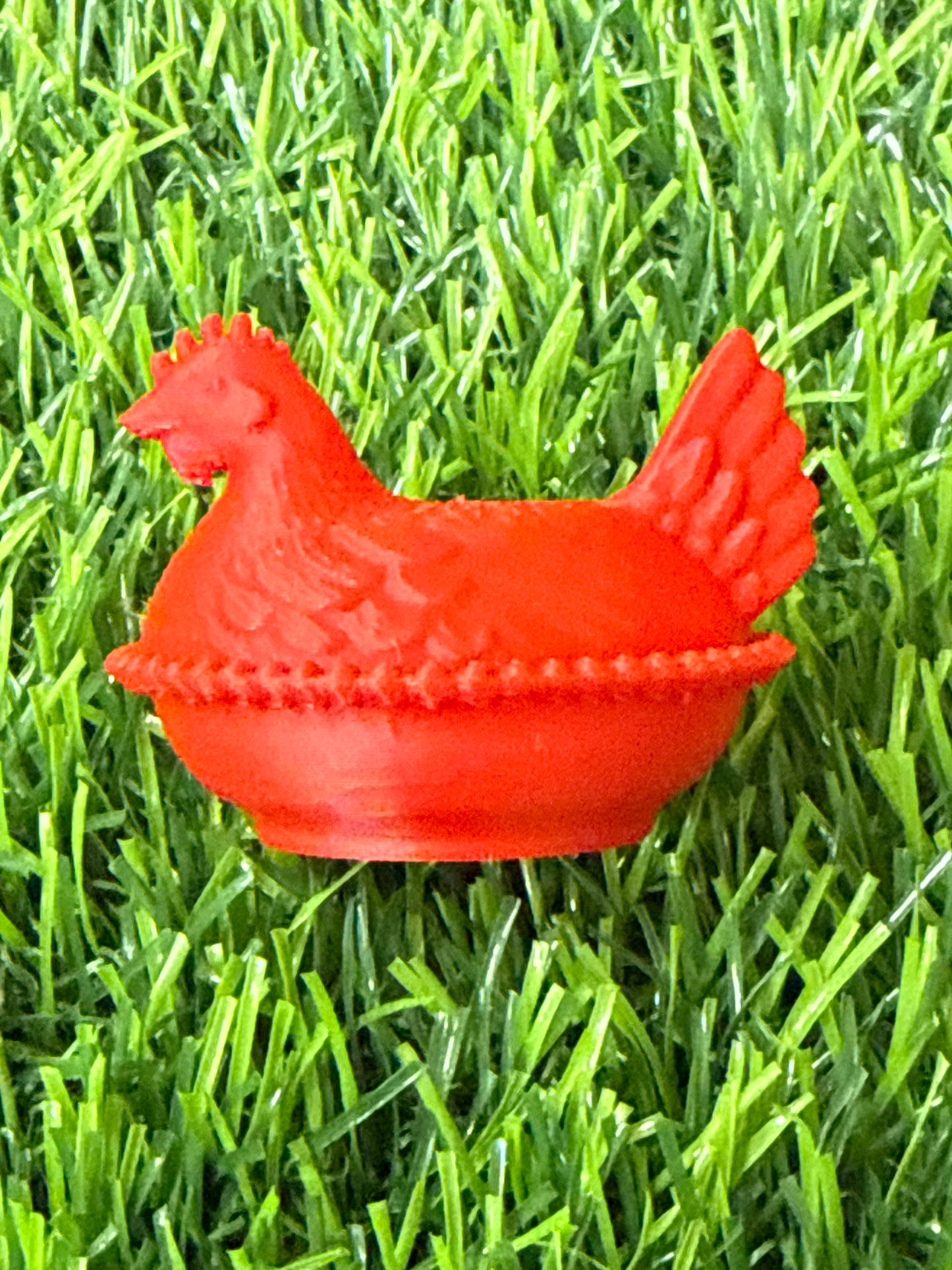 Red 3d PLA Printed Hen Focal