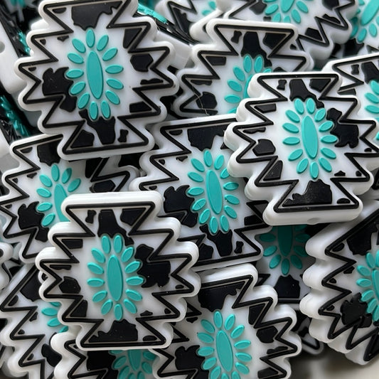 Black and Western Turquoise Silicone Bead - Public