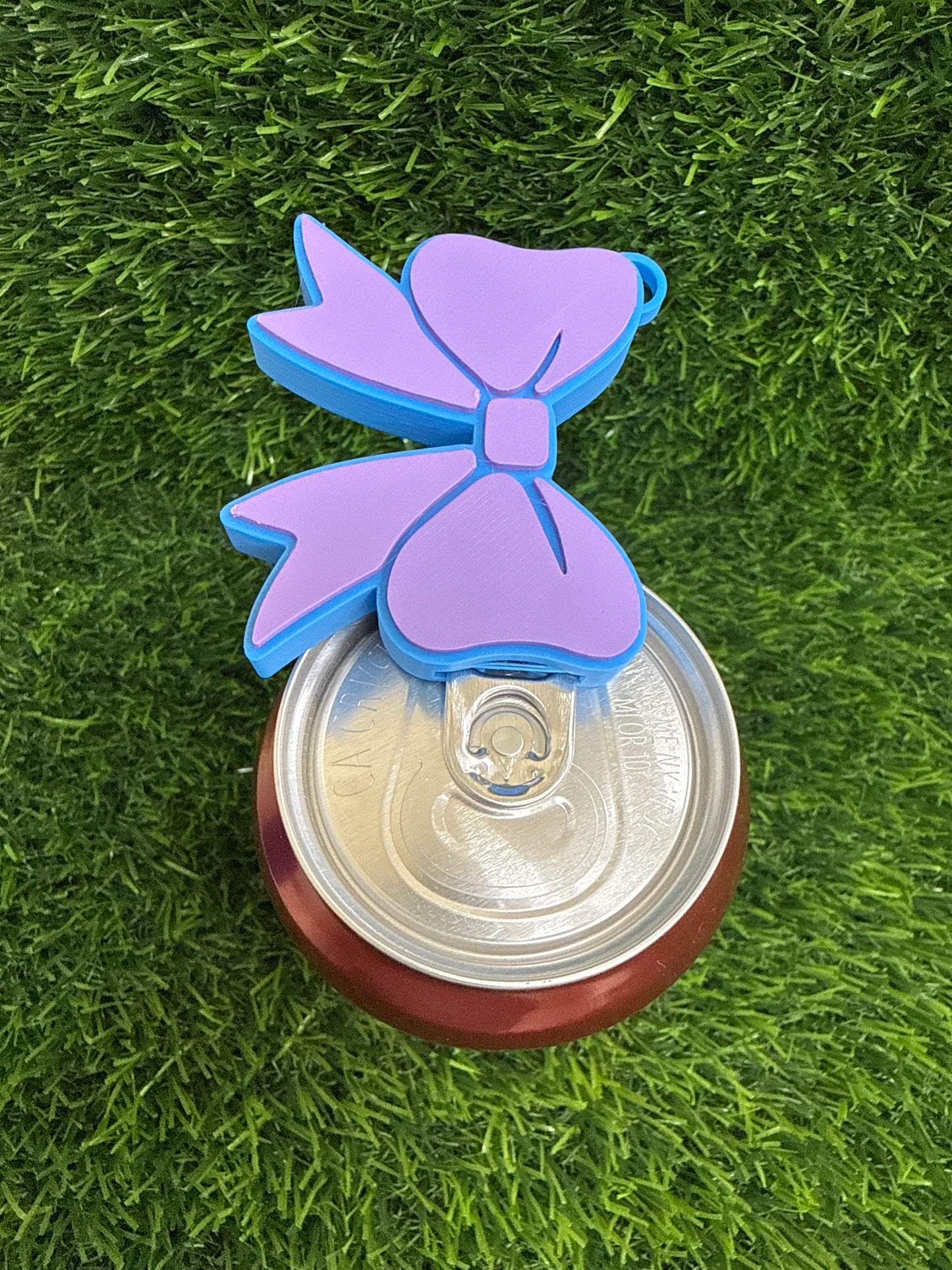 3d Printed Lilac & Blue Bow  Keychain- Can Tab Opener- Save your nails