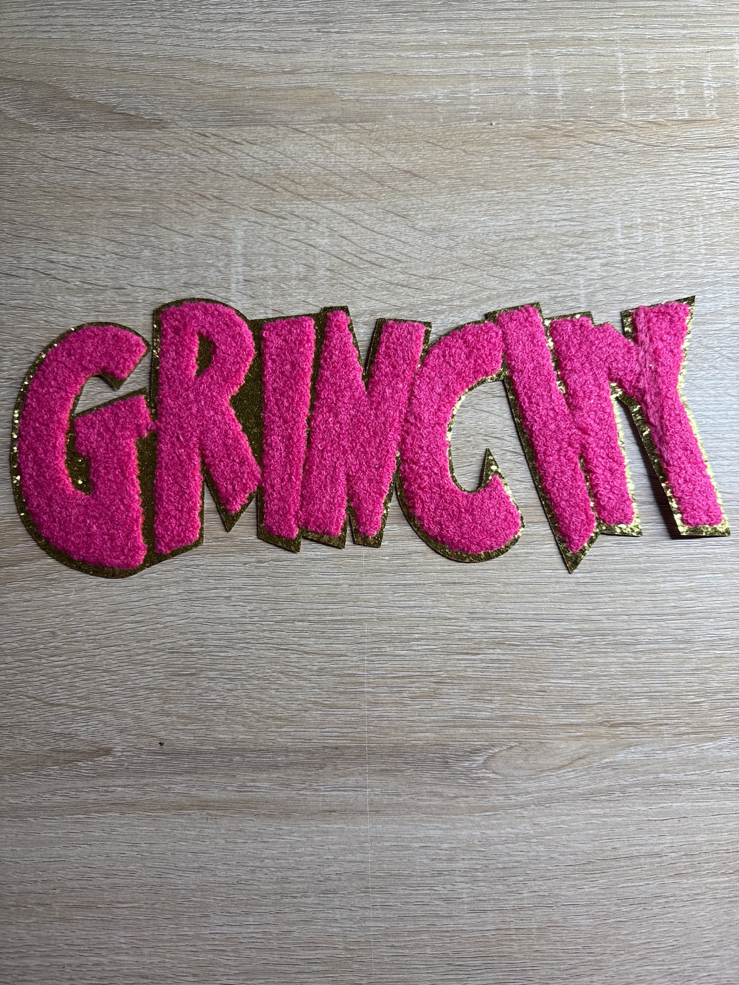 Pink Grinchy Chenille Christmas Embroidery Iron On Patch For Clothes Applique DIY Iron On  Clothes Sticker